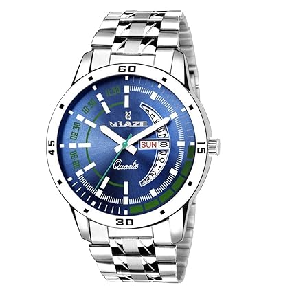 BZ 8075 Day and Date Blue Dial with Stainless Steel Strap Analogue Watch for Men