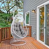 Yaheetech Hammock Chair Rattan Swing Chair Garden Indoor Outdoor White view 2