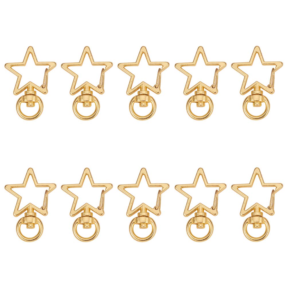 WANDIC Star Shape Metal Swivel Lobster Clasp, 50 Pcs Swivel Lanyard Clips Snap Hooks for Crafts Jewelry Making Findings