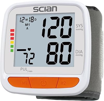 Scian Wrist Blood Pressure Monitor Automatic Cuff 180 Memory LCD Display