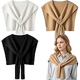 Janmercy 3 Pack Sweater Shawl Wraps for Women Knitted Knotted Sweater Casual Shawls Knotted Travel Scarves Bulk in Black White Camel Cape Shoulder Tops Fashion Wrap