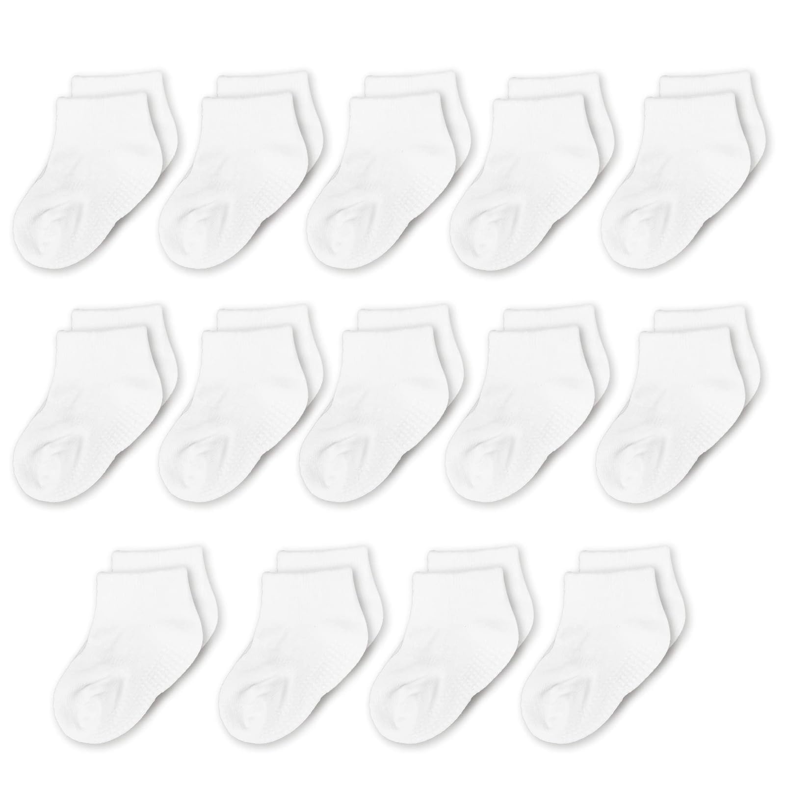 Photo 1 of CozyWay Toddler Socks With Grippers - 3T-5T White Low-Cut Cotton 14 Pack - Non-Slip Grip Socks for Toddler Boys & Girls