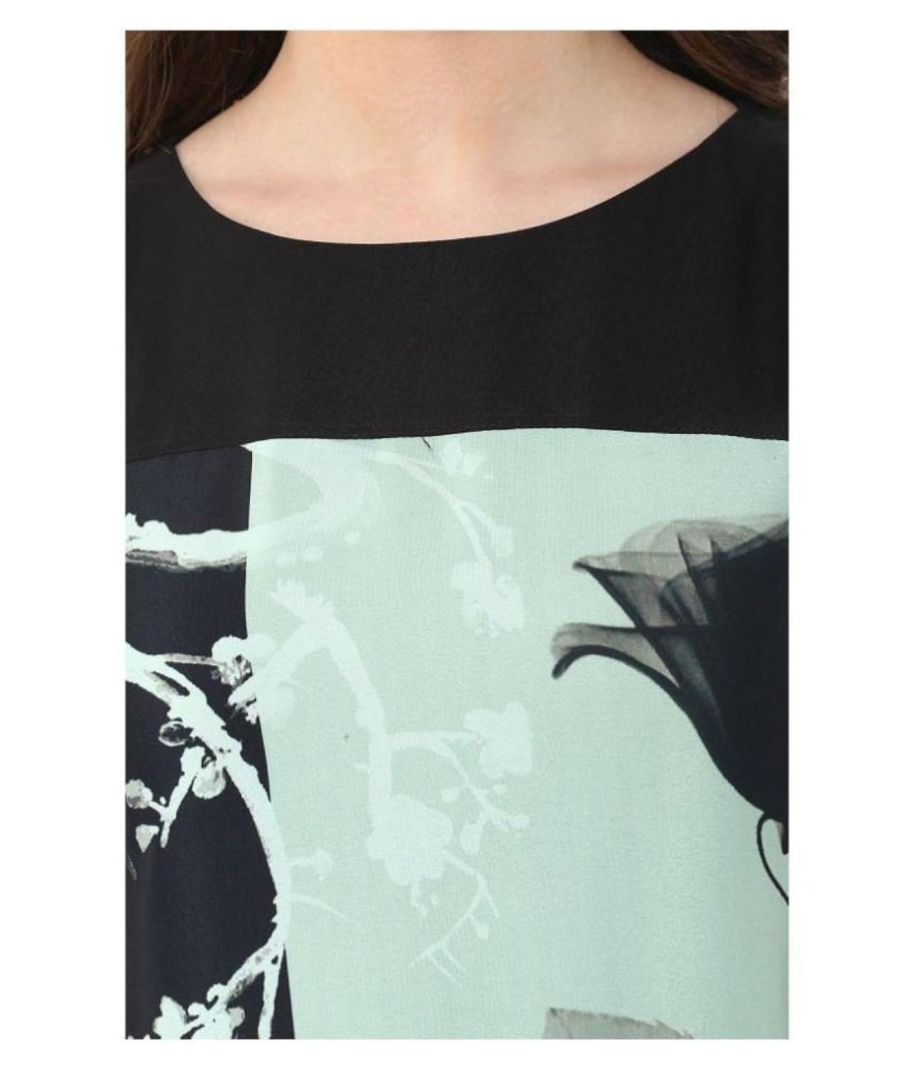 janasya women's black digital printed crepe kurti