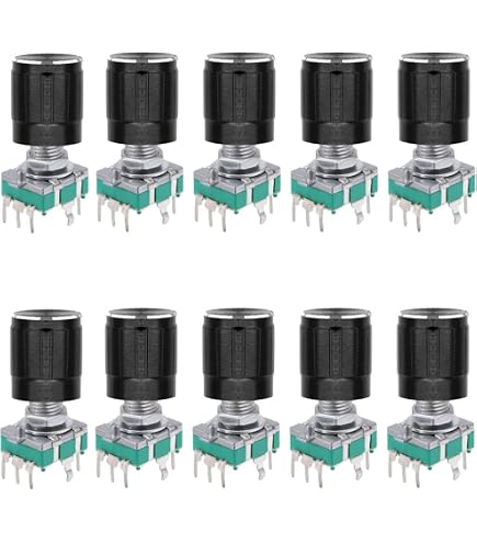 10-Pack EC12 Rotary Encoder With Switch – 15mm Handle, Audio Digital Potentiometer – Generic, New