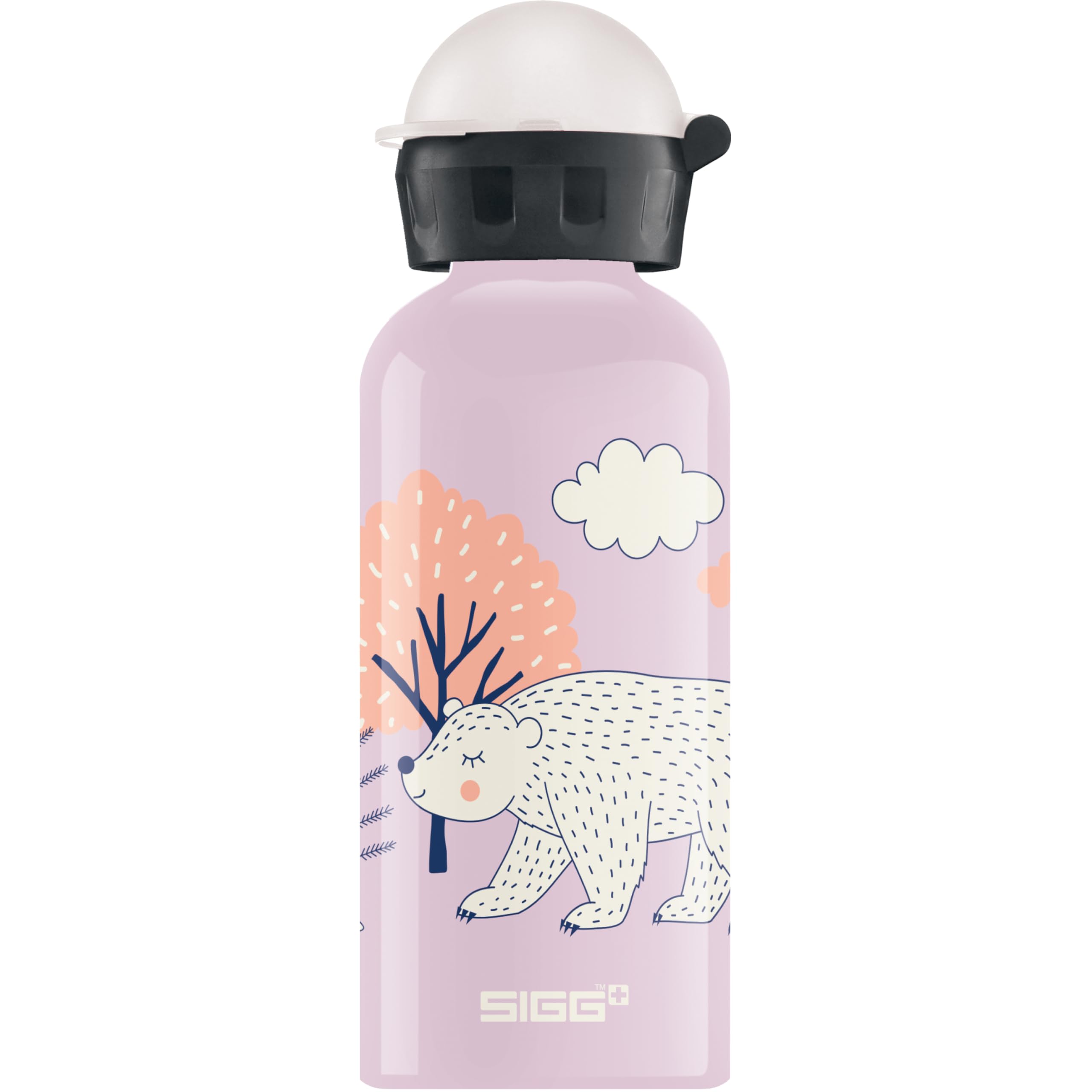 Sigg - Aluminium Water Bottle For Kids - KBT Beary - Leakproof - Lightweight - BPA Free - Climate Partner Certified - School & Sports - Light Pink - 0.4L