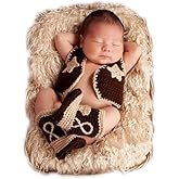 Vomdrok Newborn Photography Props Outfits Cute Cowboy Hat Shoe Set Infant Baby Boy Girl Photoshoot Props Costume