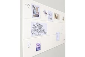 LIGHTOMORROW Bulletin Board 48 x 36 inches, 12 Count 11.8 x 11.8in Square Felt Wall Tiles with Removable Adhesive Tape, DIY Vision Board for Cubicle, 4' x 3' Corkboard Alternative for Wall with 30 Pushpins White