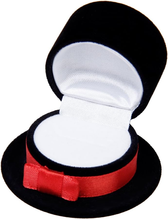 Importe Velvet Ring Jewelry Display Storage Box Gift Case Holder Organizer - Black Hat