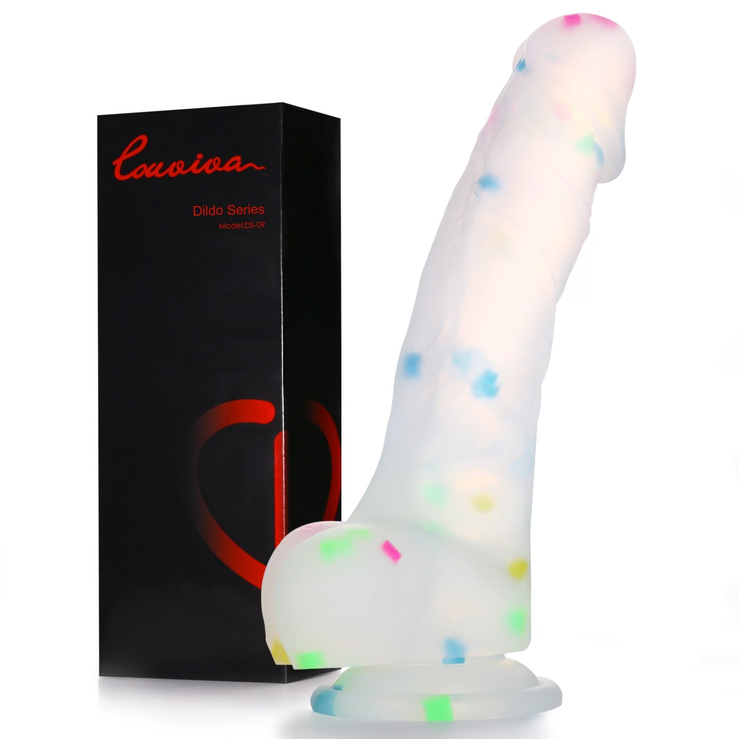 Dildo Louviva 20cm Pene Realistico Trasparente con Ventosa Forte Imballaggio Anonimo di Silicone con Decorazione Colorato Amazon Salute e cura