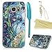 S7 Case,Samsung Galaxy S7 Case - Mavis's Diary 3D Handmade Bling Crystal Colorful Shiny Diamonds Gems Peacock with Fashion Feather Pattern Clear Hard PC Cover & Cute Dust Plug & Stylus