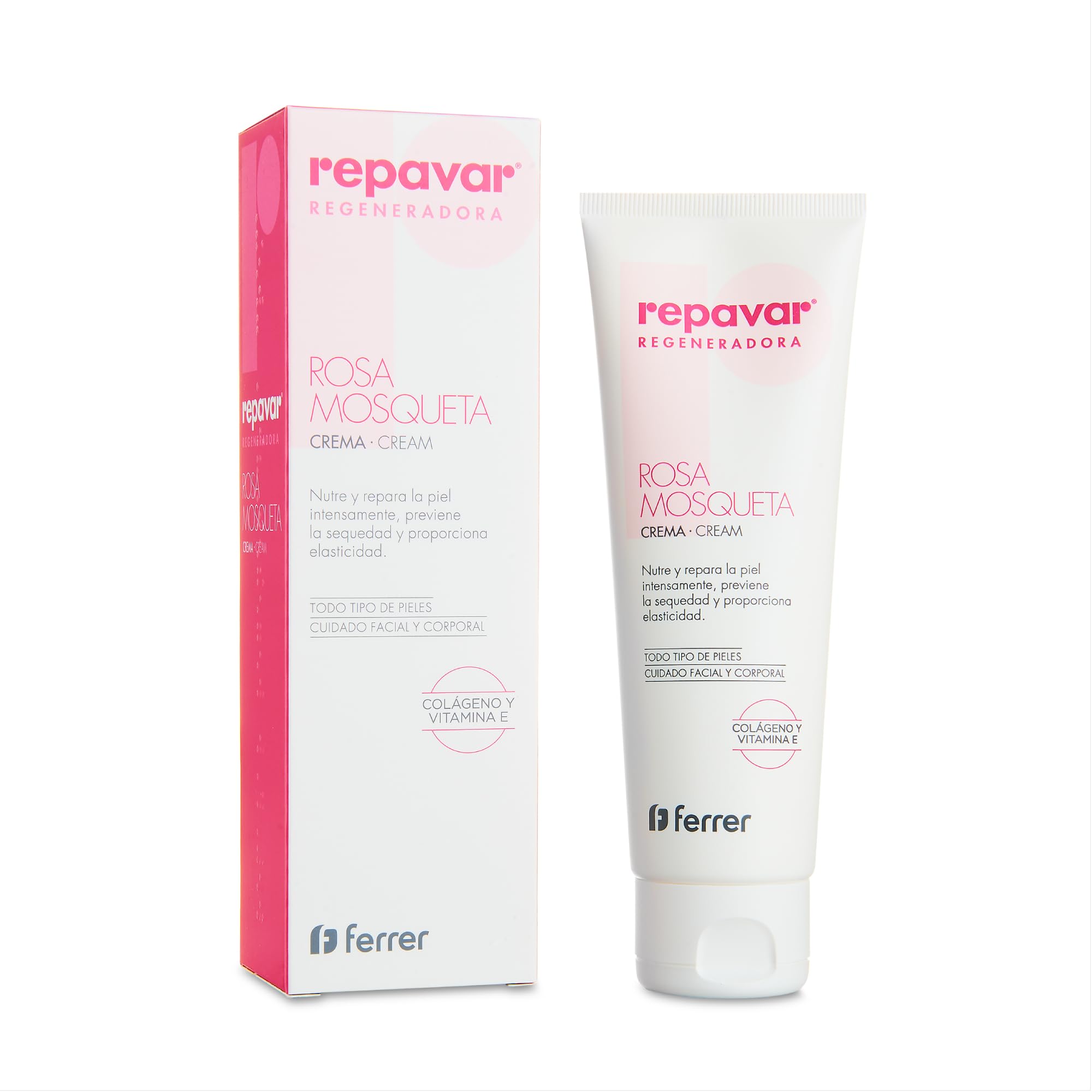 Repavar - Moisturising Body Cream - Rosehip, Collagen and Vitamin E - Repairs, Nourishes and Prevents Skin Dryness - Reduces Skin Marks and Provides Elasticity - 125 ml