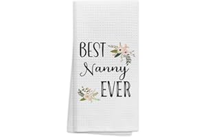 OHSUL Best Nanny Ever Floral Highly Absorbent Kitchen Towels Dish Towels Dishcloth,Grandma Hand Towels Tea Towel for Bathroom Kitchen Decor,Grandma Nanny Birthday Gifts