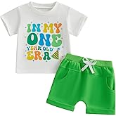 FYBITBO First Birthday Baby Boy Clothes In My One Year Old Era Outfit Short Sleeve T-shirt and Shorts Summer Clothing Set