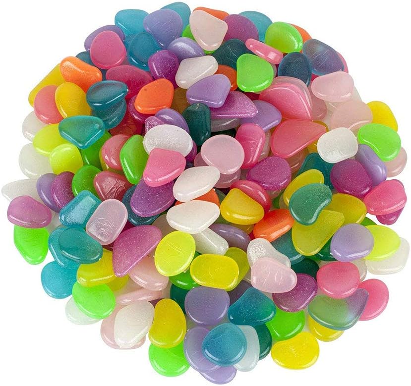 Switty 100 Glow in the Dark Decorative Gravel Garden or Yard Sky Blue Glow-in-the-Dark Pebbles Stones for Walkway/Park Ornaments (20pcs)