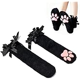 SIROLISA Fuzzy Short Cat Paw Socks, Soft 3D Paw Pad Toe Beans Stockings for Women