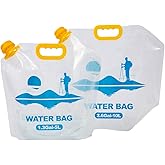 WQZOSTC Collapsible Emergency Water Container Bag,WaterStorageCube,Flat Folding,BPA Free Food Grade,Clear Plastic Storage Jug for Camping Hiking Backpack,No-Leak Freezable,Water Bottle 2.6 Gallon/2pcs