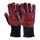 Extreme Heat Resistant Gloves for BBQ Grilling And Fireplace Long Cuff Forearm Protection Silicone Grip Good For Smoker Baking Cooking Oven Mitts Or Camping Gloves (1 Pair)