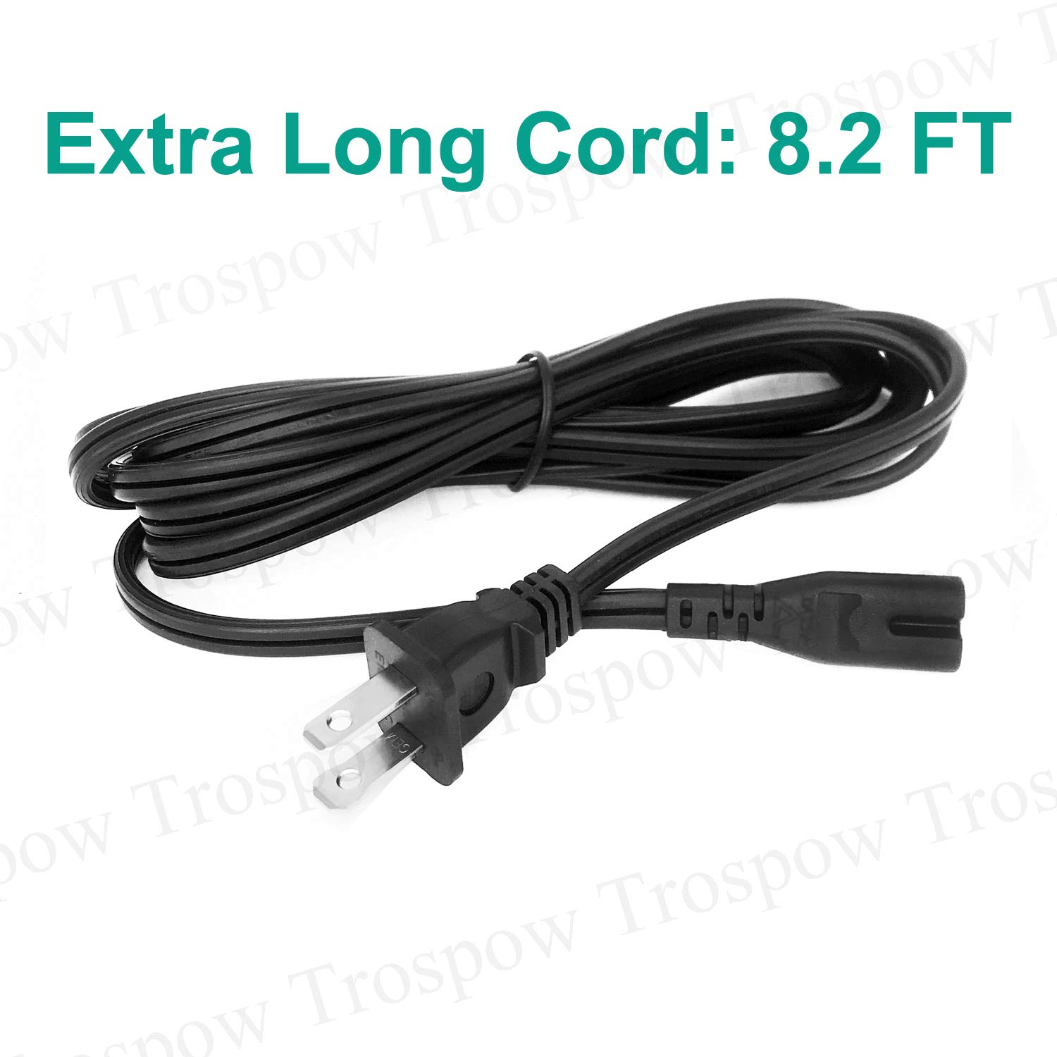 8.2ft 2 Prong AC Power Cord Replacement for Sony PlayStation PS5 PS4 PS3 PS2 4 3 2 Slim Power Supply Adapter Cord Cable
