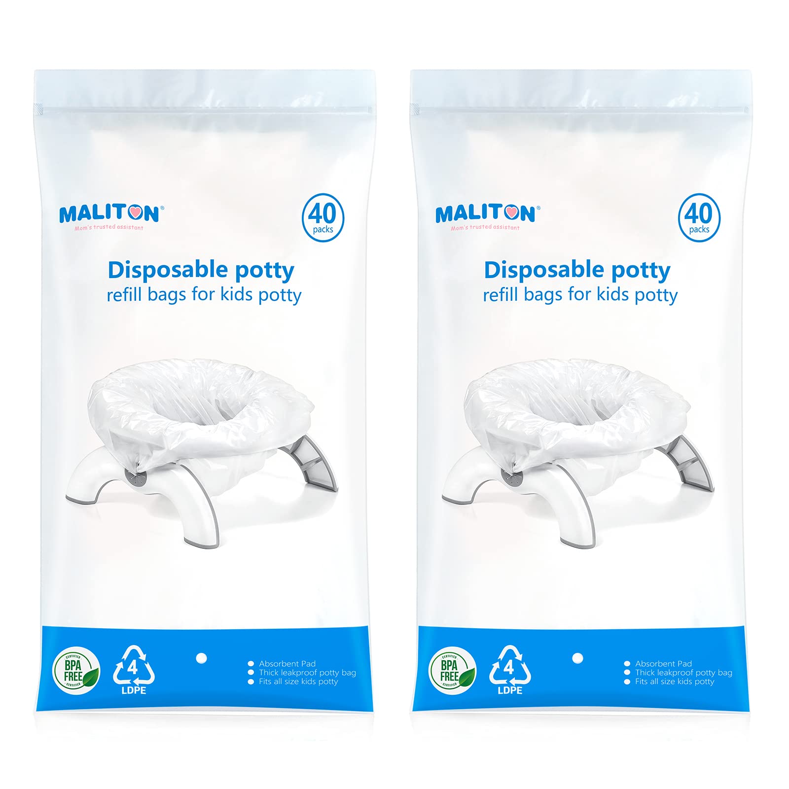 Photo 1 of [80 Counts] Disposable OXO Potty Bags, Potty Liners for Portable Potty, Maliton Travel Potty Fit Bags for OXO Tot 2-in-1 Go Potty, Universal Travel Potty Refill Bags Fit Most Potty Chairs for Cleanup