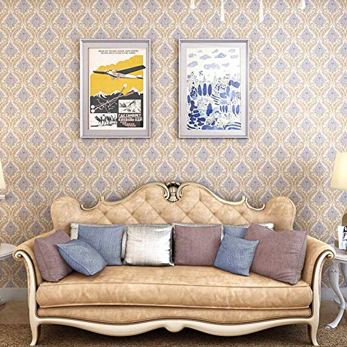 Lependor 17.71" X 118" Blue Damask Peel and Stick Wallpaper Removable Contact Paper Decorative Self Adhesive Shelf Drawer Liner Roll - 17.71" X 9.8 ft