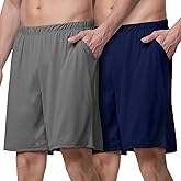 Mens Sleep Shorts Pajama 2 Pack Soft PJ Bottoms,Breathable Mesh Lounge Casual Shorts PJ for Men with Pockets Drawstring