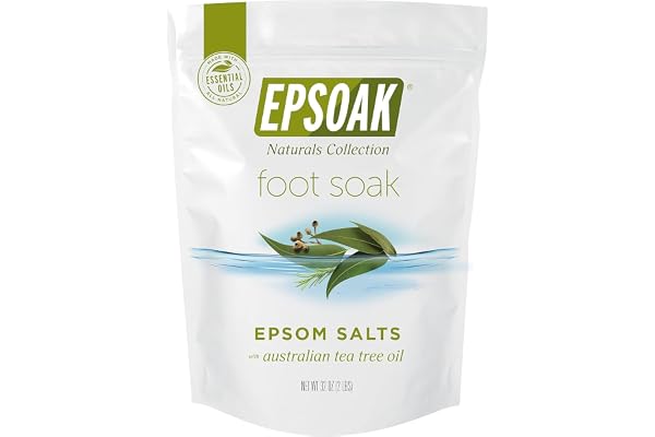 Epsoak Tea Tree Oil Foot Soak with Epsom Salt and Dead Sea Salt, Softens Calluses, Fights Odour and Athlete's Foot, 8 Essenti