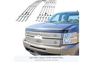 APS Compatible with Chevy Silverado 1500 2007-2013 Main Upper Stainless Steel Chrome Billet Grille Grill Insert C65766A