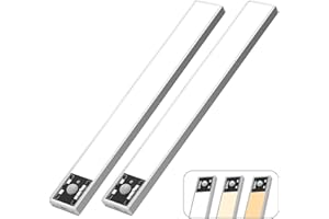 Goodea Under Cabinet Lighting, 2200mAh Rechargeable Motion Sensor Light 11.8 Inch 120-LED Closet Lights Indoor, 3 Color & Brightness Modes Closet Lights for Bedroom,Kitchen,Hallway,Stairs (2 Pack)