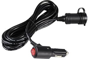 15FT Cigarette Lighter Extension Cord with On Off Switch - Car Cigarette Lighter Male Plug to Female Socket 18AWG Heavy Duty 