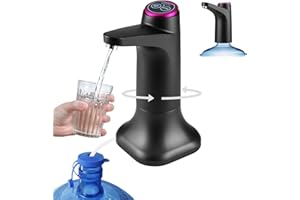 BALLMENT Water Pump for 5 Gallon Jug, Electric Water Dispenser for 5 Gallon Bottle, USB-C Rechargeable Portable Automatic Pump with Mobile Base for RV, Camping, Home, Office - Black