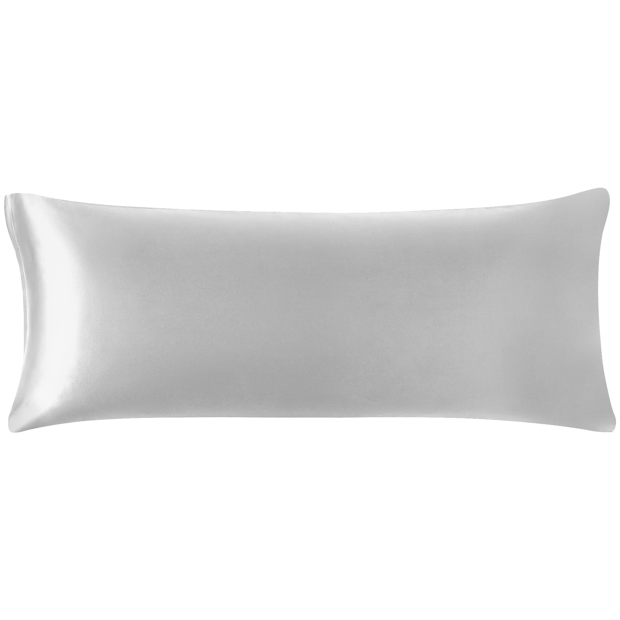 PiccoCasa Satin Body Pillowcase for Hair and Skin, Luxury Silk Satin Long Pillow Cover Smooth Soft Satin Body Pillow Cover with Zipper Closure Silver 5ft