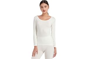 Mcilia Women's Ultrathin Modal Thermal Baselayer Top Scoop Neck Long Sleeve Undershirt