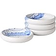 Uaral Salad Plate Stone Plates Appetizer Plates Portion Plate Japanese Serving Dishes Set of 4, 5.5 inch(Blue Stone Texture)