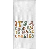 uinwk Baking Gifts Kitchen Towels, Gifts for Bakers Cookie Lovers Cooks Dish Tea Towel for Kitchen Baking, Groovy It's a Good Day to Make Cookies Hand Towels, 16x24
