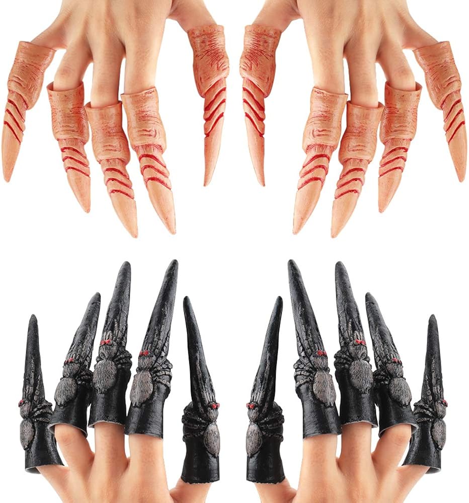 20 Pcs Halloween Finger Tip Realistic Costume Fake Fingers Claws for