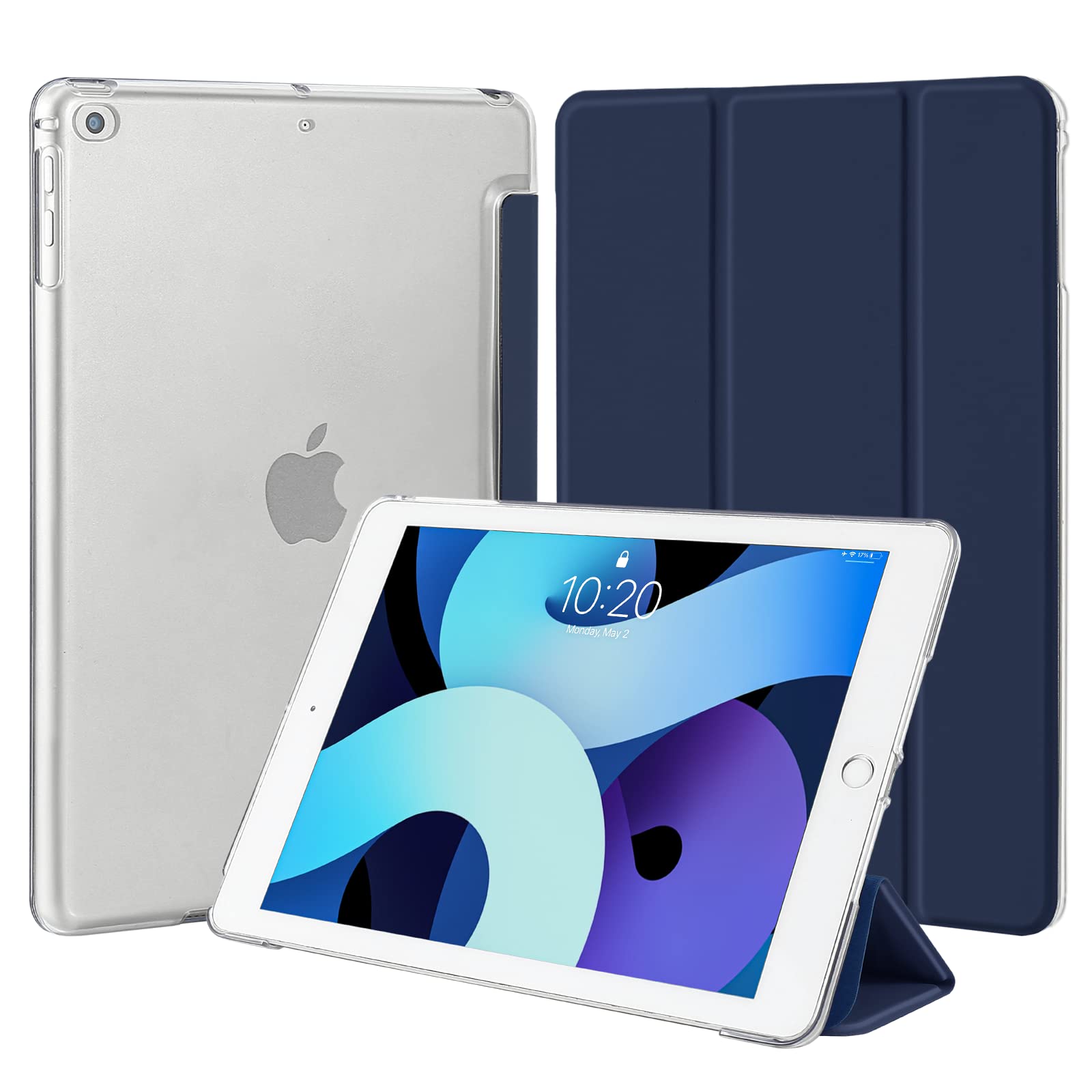 4UBonLife Case for iPad 6th / 5th Generation 9.7 Inch 2018/2017, Compatible with iPad Air 2/1 Case, Slim Stand Protective Cover with Translucent Frosted Hard Back Shell, Dark Blue — image 1