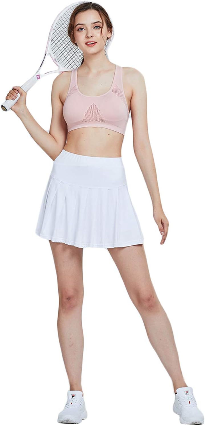 Women's Active Athletic Skirt Quick Dry Pleated Sport Skirt with Shorts for Tennis Workout Women's Pleated Athletic Skirts