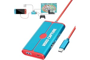 Lemorele Video Capture Card, USB3.0 1080P 60FPS Video Recorder with PD 100W, Nintendo Switch Capture Card for Streaming Gamin