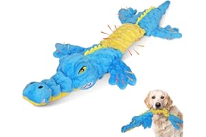 Homounter Dog Toys Cute Crocodile Squeaky Plush Pet Toy for Small to Large Breeds Interactive Chew Toy with Whistle & Crinkle Paper Tough Pet Toys for Aggressive Chewers and Puppies & Dog Lovers