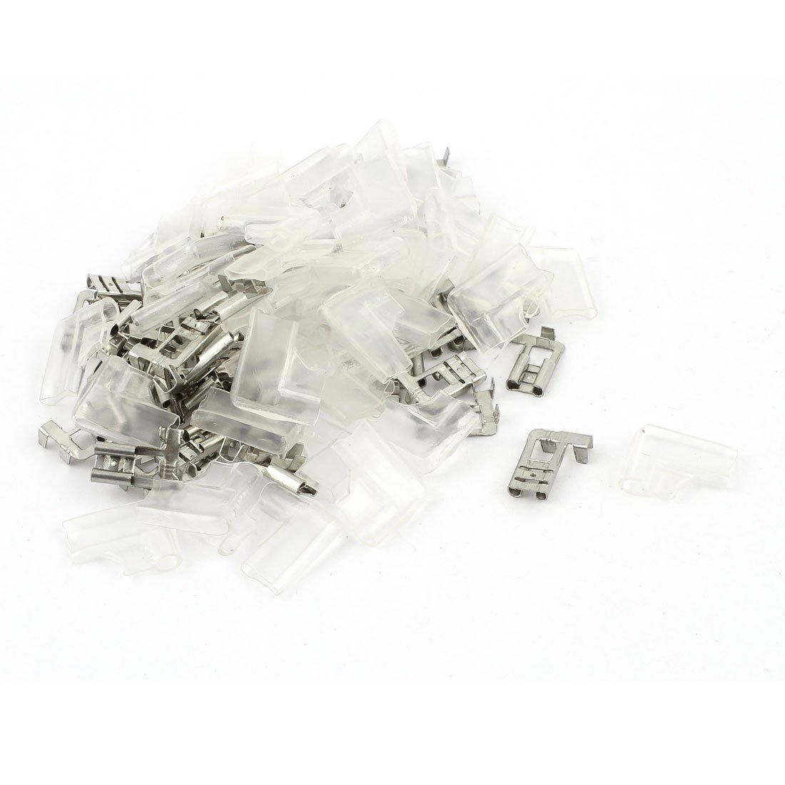 sourcing map 50pcs Flag 6.3mm Crimp Wire Terminal Female Spade Connector + Case