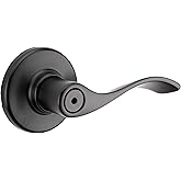Weiser Belmont Matte Black Door Handle, Reversible Privacy Lever, Interior Door Handles for Bedroom and Bathroom Doors, Keyle