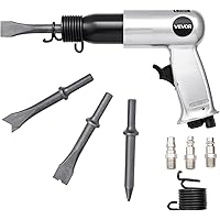 VEVOR Air Hammer, 3500BPM Pneumatic Hammer with 2.76-inch Stroke & 4PCS Chisels Round Shank, Pistol-Grip Compact Air Chisel P