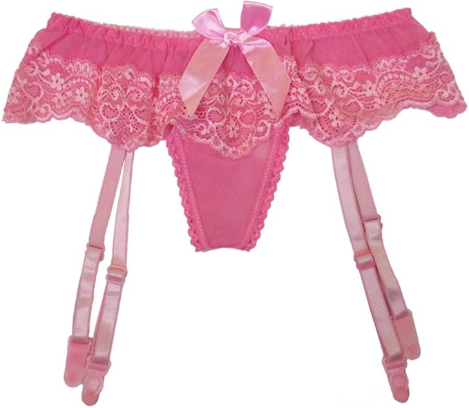 MISMXC Women's Lace Top Sheer ThighHigh Stockings Garter Belts (Pink