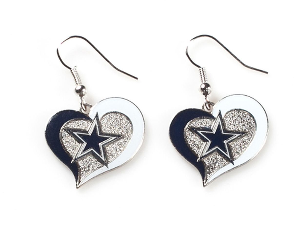 Photo 1 of ***DAMAGED - SEE NOTES/PICTURES***
NFL Dallas Cowboys Swirl Heart Earrings