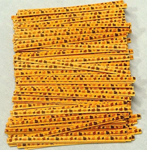 Fall Leaves Paper Twist Ties 100 Count 3 1/2" Length Candy Making Supplies