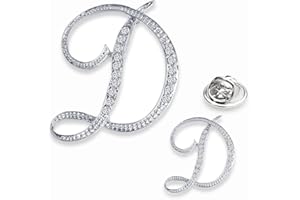 SINNKY A-Z Woman’s Letter Initial Brooch Pins, Silver Clear Crystal Rhinestone Breastpins Letter Stocking Pins 2size/package