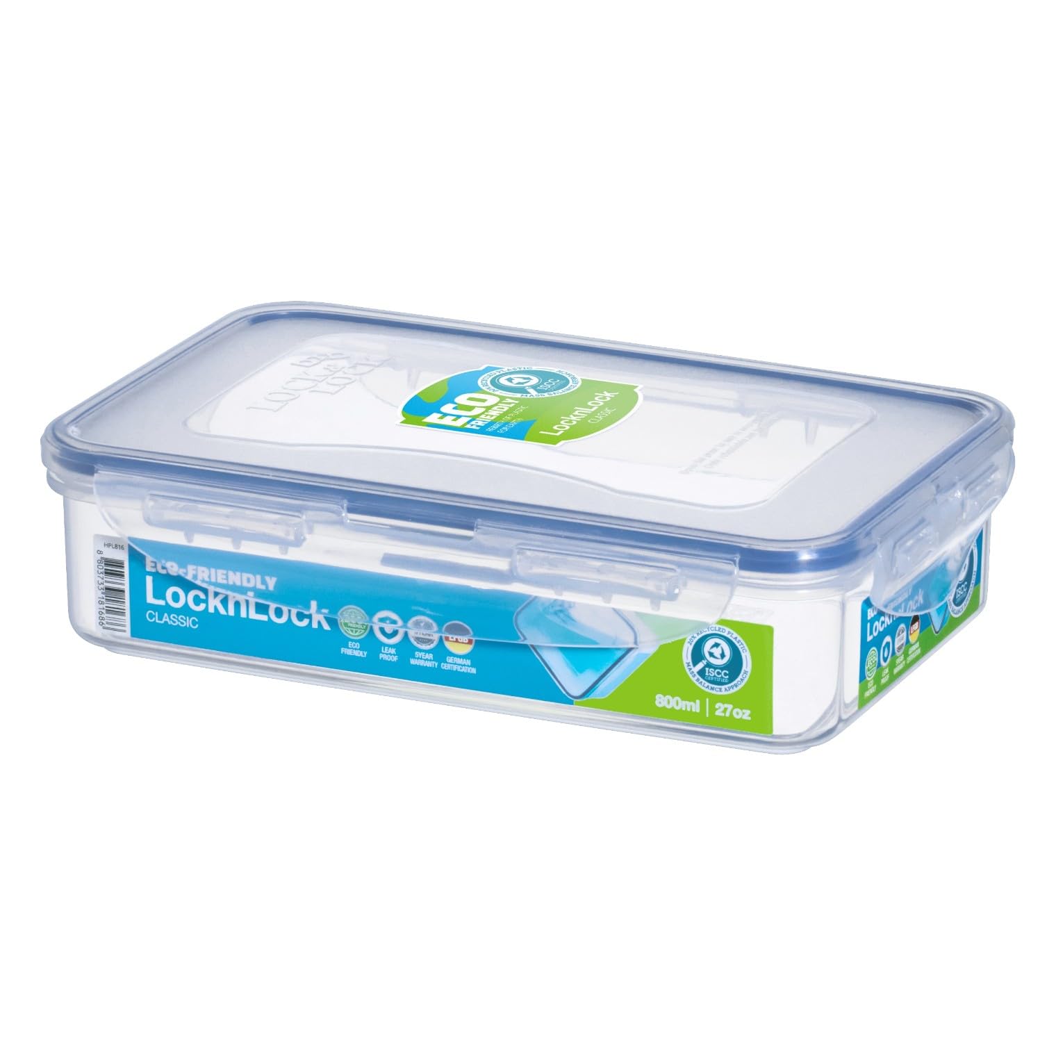 LocknLock Rectangular 800ml (207 x 134 x 53mm), Clear/Blue โ image 1