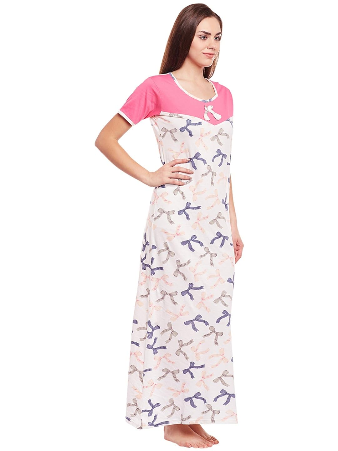 claura women printed cotton nighty nightdress