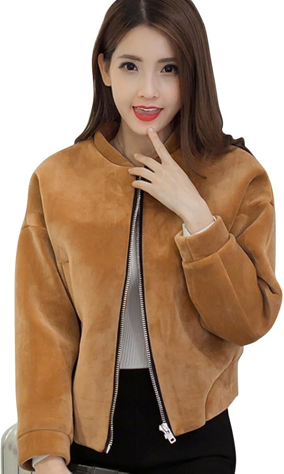 ノーブランド品 アウター ジャケット ブルゾン ノーカラー ノーカラージャケット レディース スエード スエードブルゾン トレンド コート ジャケット 通販 Amazon