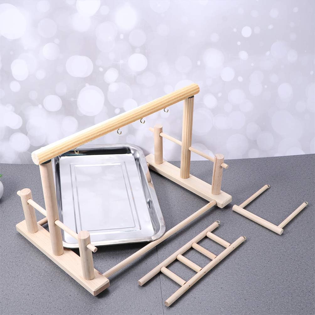 Balacoo Parrot Playstand Bird Play Stand Cockatiel Playground Wood Perch Gym Playpen Ladder Swing Toys Exercise Play Hamster Cage Toy - Image 4